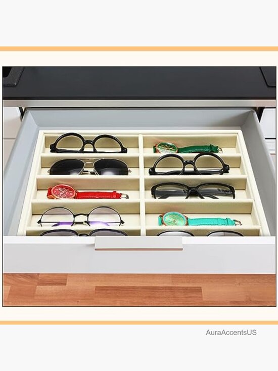10 Grid Stackable Sunglasses Organizer Tray Eyewear Watch Jewelry Display